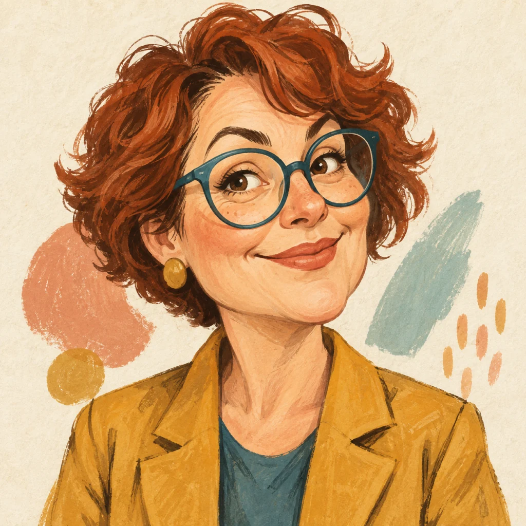 Editorial Portrait illustration — Warm ink and gouache character